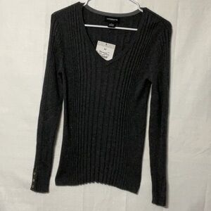 Liz Claiborne Gray Ribbed Sweater